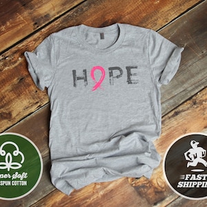 Hope Pink Ribbon Cancer Distressed Graphic T-Shirt, UNISEX size, pink ribbon tshirt, cancer survivor breast