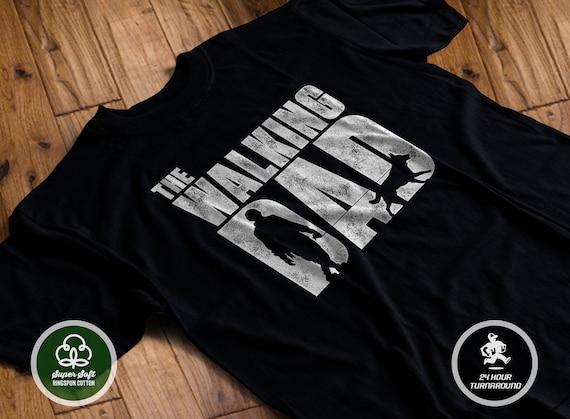 The Walking Dad German Shepherd T-Shirt - Funny Zombie walking a Golden German Shepherd Graphic Tee for Fathers Day