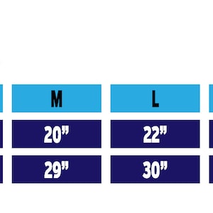 Puede incluir: Tabla de tallas para ropa con medidas en pulgadas. La tabla muestra el ancho y la longitud de las tallas S, M, L, XL y 2XL.