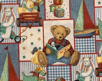 blue jean teddy bear fabric