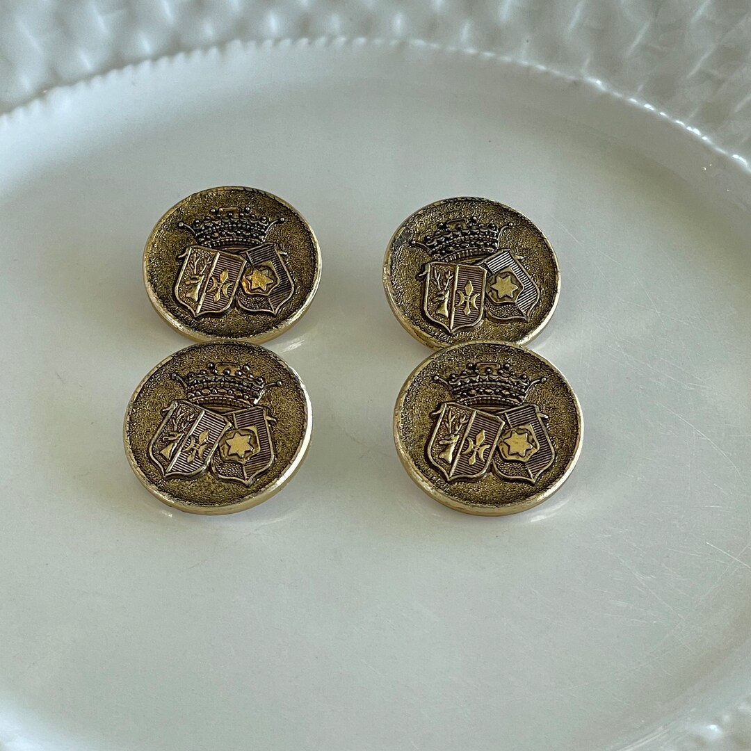 Vintage Gold Crest and Crown Metal Buttons - Etsy