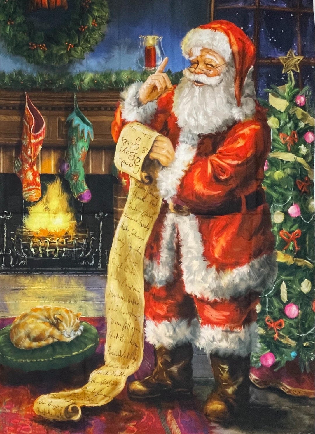 Riley Blake Christmas Wishes Santa Claus Cotton Fabric Panel - Etsy
