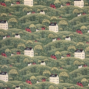 Country Scenic Houses Cotton Fabric, Farmhouse, Warren Kimble for VIP, Country Life Collection