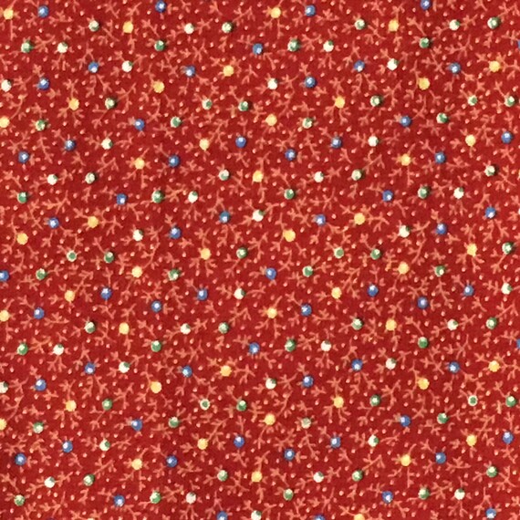 Red Cotton Calico Fabric Red Floral Fabric Calico Fabric Etsy