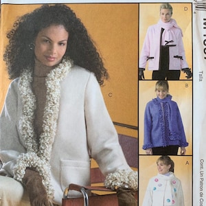 Easy Misses Straight Jacket and Scarf Pattern, Misses Petite, Unlined, McCalls 4667, UNCUT