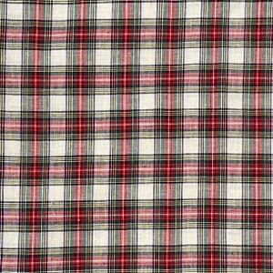 Vintage Red Green and Black Plaid Cotton Fabric, Tartan