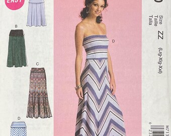 Patrón de vestido o falda de punto sin mangas, McCalls 7130, SIN CORTAR