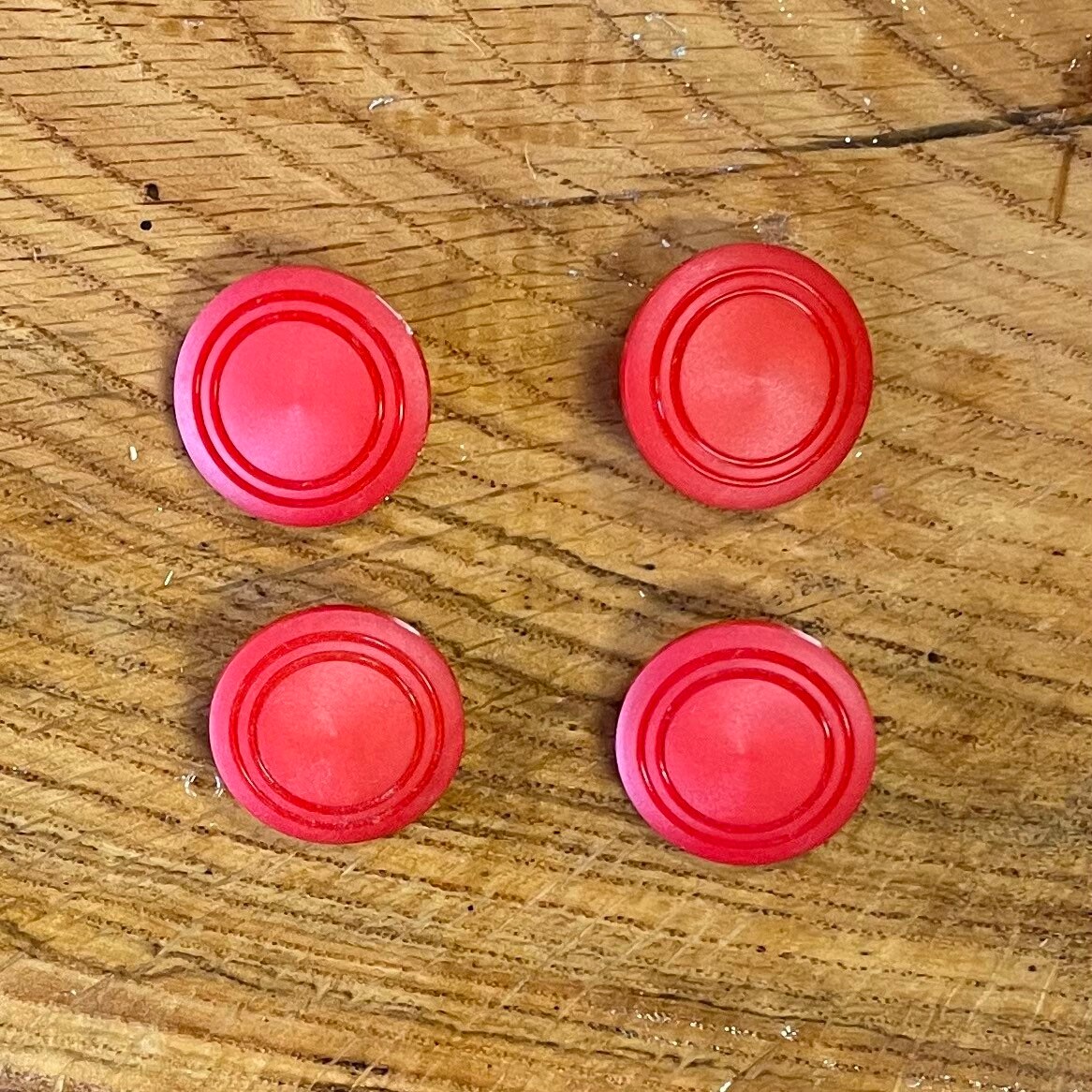 Vintage Mid Century Plastic Red Buttons Set of 10 Matching Matte