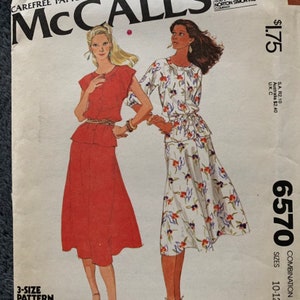 Vintage Misses Two Pieces Dress Pattern, McCalls 6570, UNCUT