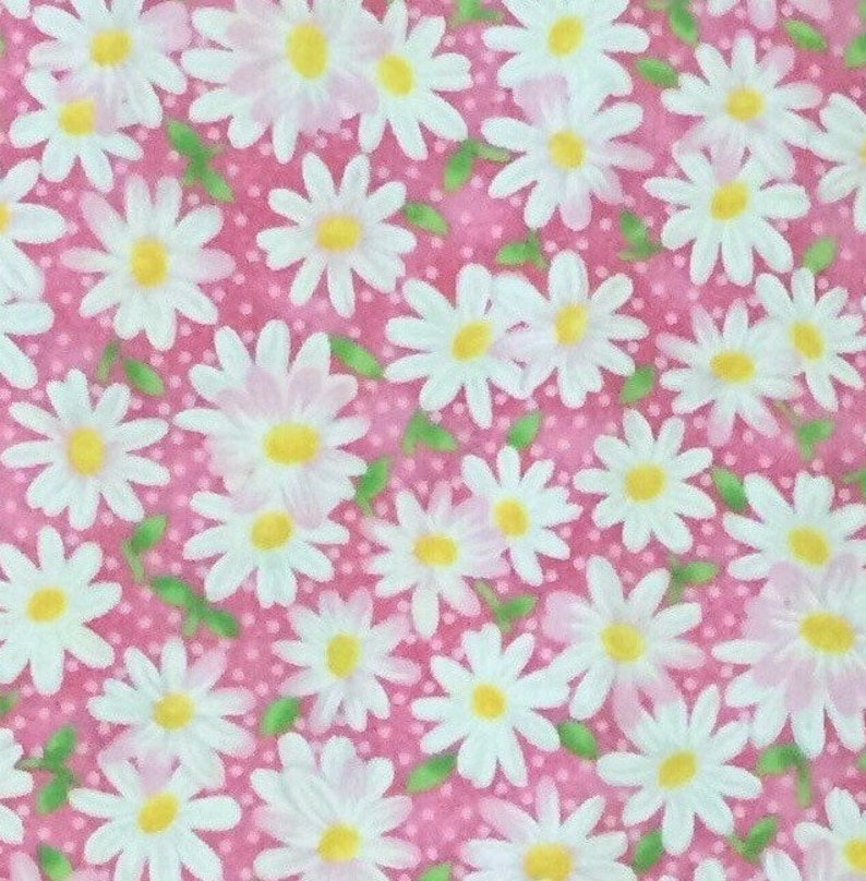 Packed Daisy Pink Cotton Fabric Pink Floral Cotton Fabric Pink Daisy Fabric Keepsake Calico Fabric Traditions Daisy Fabric