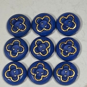 Vintage Royal Blue and Gold Plastic Buttons