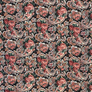 Mauve Rose and Paisley Cotton Fabric, Cranston Print Works