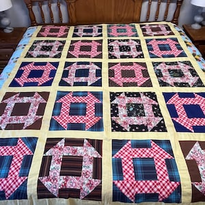 Vintage Handmade Feed Sack Quilt Top