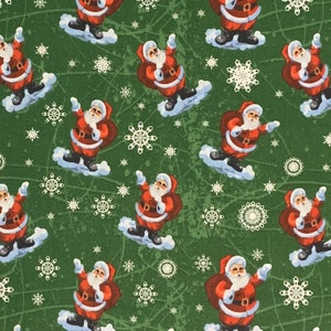 Vintage Santa Claus Cotton Fabric, Christmas