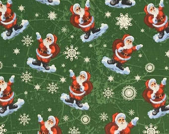 Retro Santa Claus Cotton Fabric, Christmas