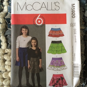 Easy Girls Skirt Pattern, Childs Self Lined Yoke, McCalls 5920, UNCUT