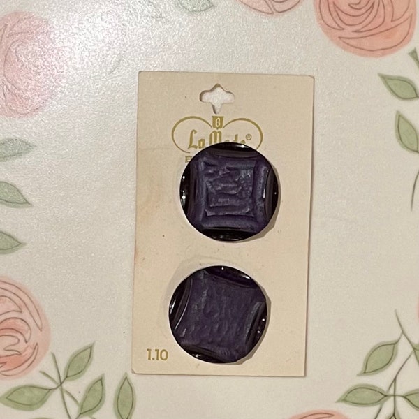 Vintage Dark Purple Buttons on Original Card, La Mode, Made in Italy