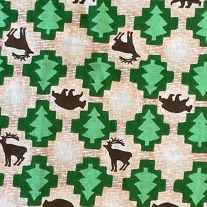 Deer and Bear Cotton Fabric, Christmas Spirit Lodge, Springs Industries