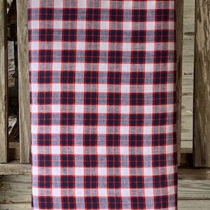 100% Cotton Red White and Blue Plaid Madras Fabric By The Yard, Woven, Patriotic