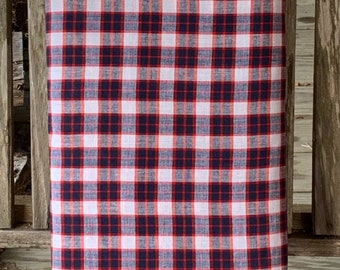 100% Cotton Red White and Blue Plaid Madras Fabric By The Yard, Woven, Patriotic