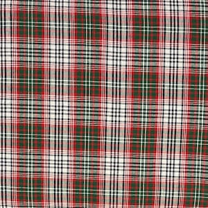 Red, Green And White Homespun Cotton Fabric, Woven