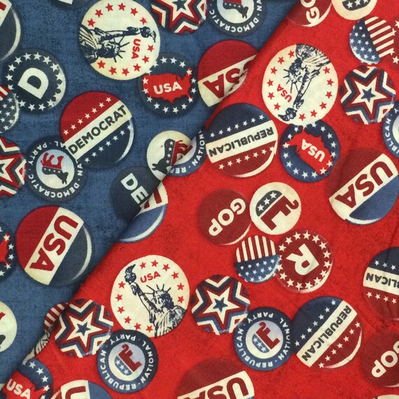 Patriotic Cotton Fabric Political Fabric Republican Fabric Etsy