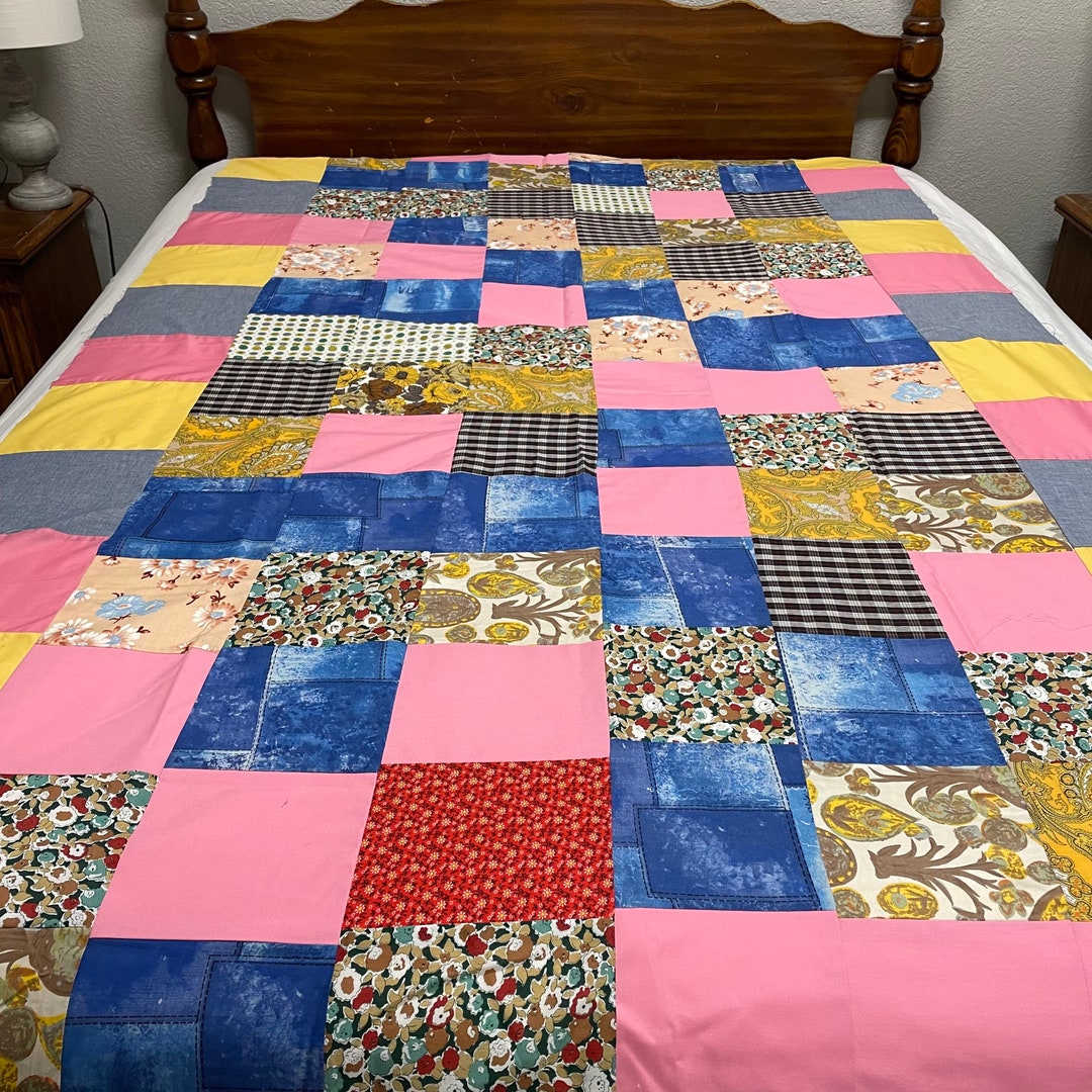 Vintage Handmade Quilt Top Etsy