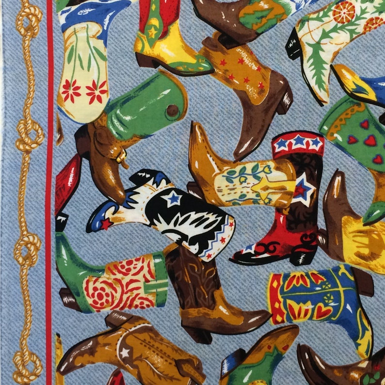100 Cotton Cowboy Boot Fabric by the Yard Cowgirl Ranch Etsy