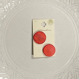 Vintage Red Orange Carded Button Lot, Streamline