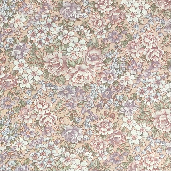 Vintage Soft Pink Calico Fabric, Floral, Concord Fabrics, Joan Kessler