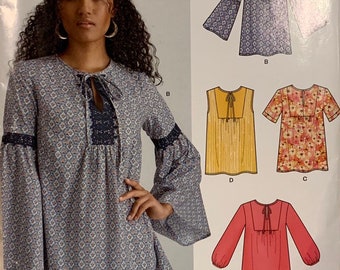 Pullover Tunic Pattern, Long Sleeve, Loose Fitting, New Look 0178, UNCUT