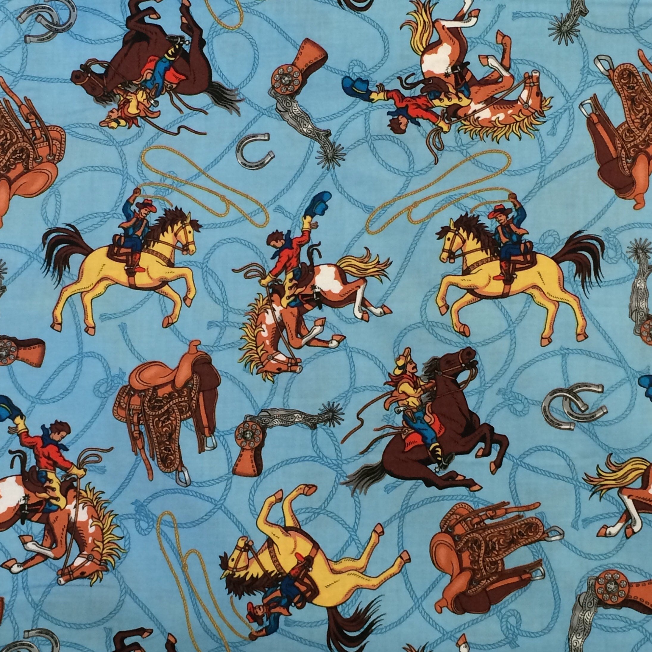 100% Cotton Juvenile Cowboy Fabric By The Yard Rodeo Ranch | Etsy