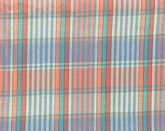 Vintage Blue and Pink Plaid Fabric