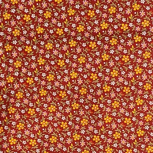 Vintage Red Calico Cotton Fabric, Floral, Andover Little House on the Prarie