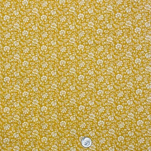 Vintage Gold Calico Cotton Fabric, Floral, Small Print, Tis The Season, RJR Fabrics, Fat Quarter