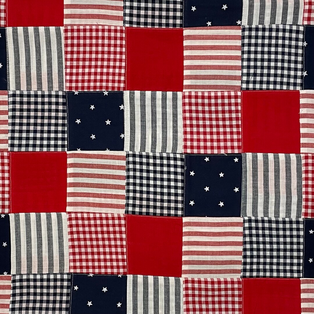 Red White and Blue Patchwork Cotton Fabric - Etsy