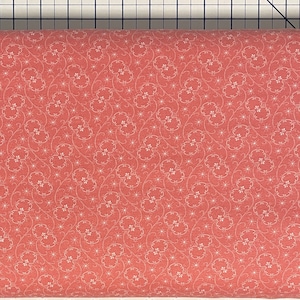 Pink Cotton Calico Fabric, Floral, 1800s Reprint