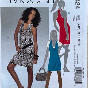 Misses Sleeveless Dress Pattern, Halter, Cowl, McCalls 5424, UNCUT