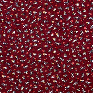 Vintage Burgundy Calico Cotton Fabric, Floral