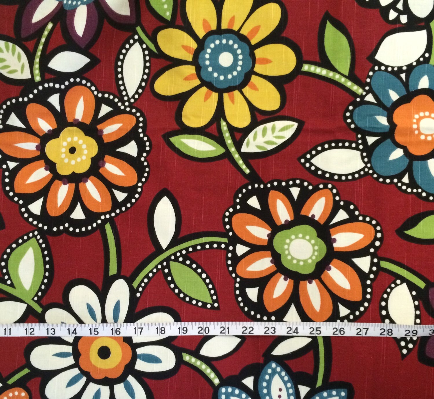 Red Floral Home Decor Fabric Original Screen Print Richloom Etsy