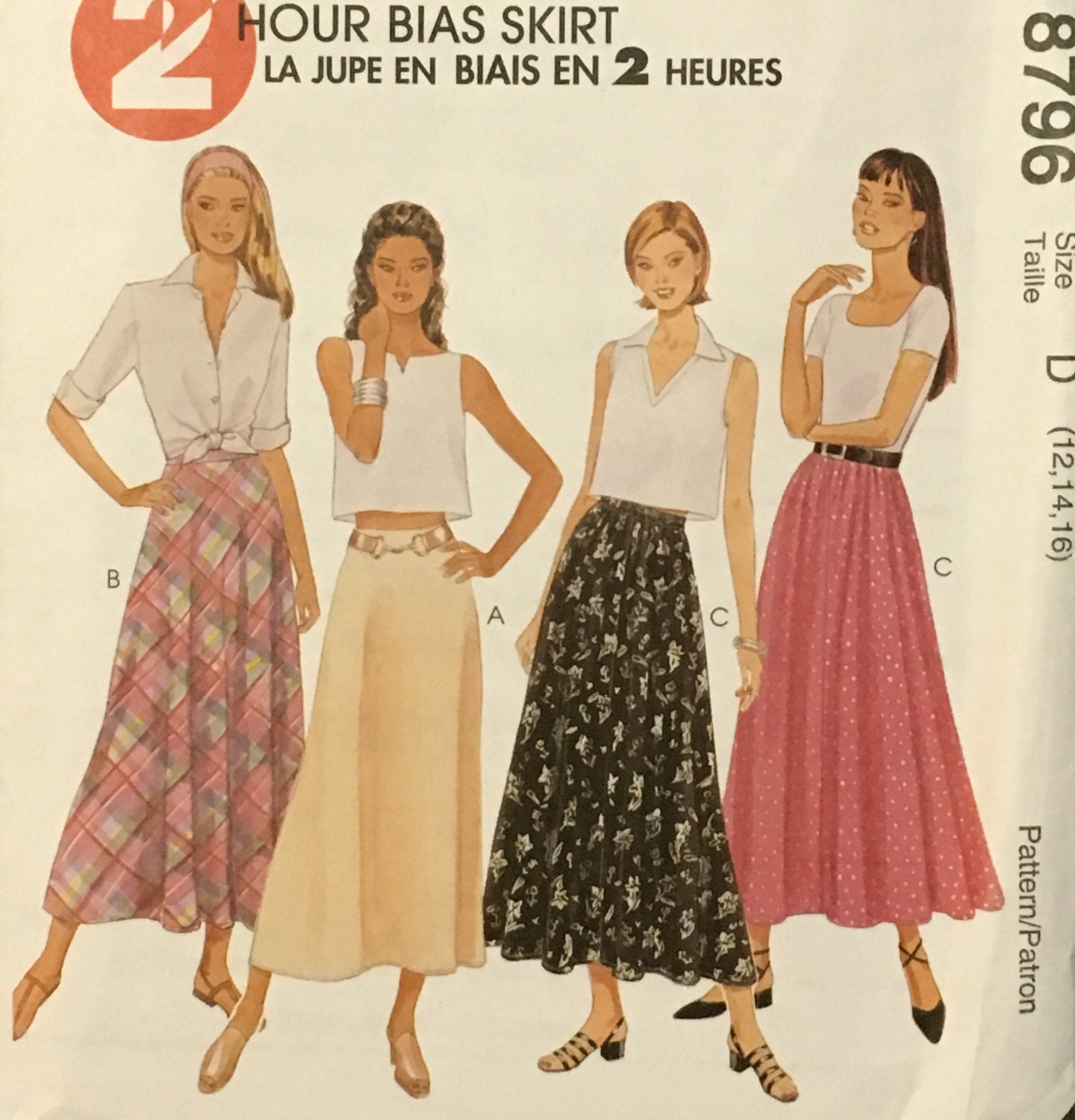 8796 UNCUT McCalls Pattern Misses 2 Hour Bias Skirt SEWING FF Vintage VTG OOP 