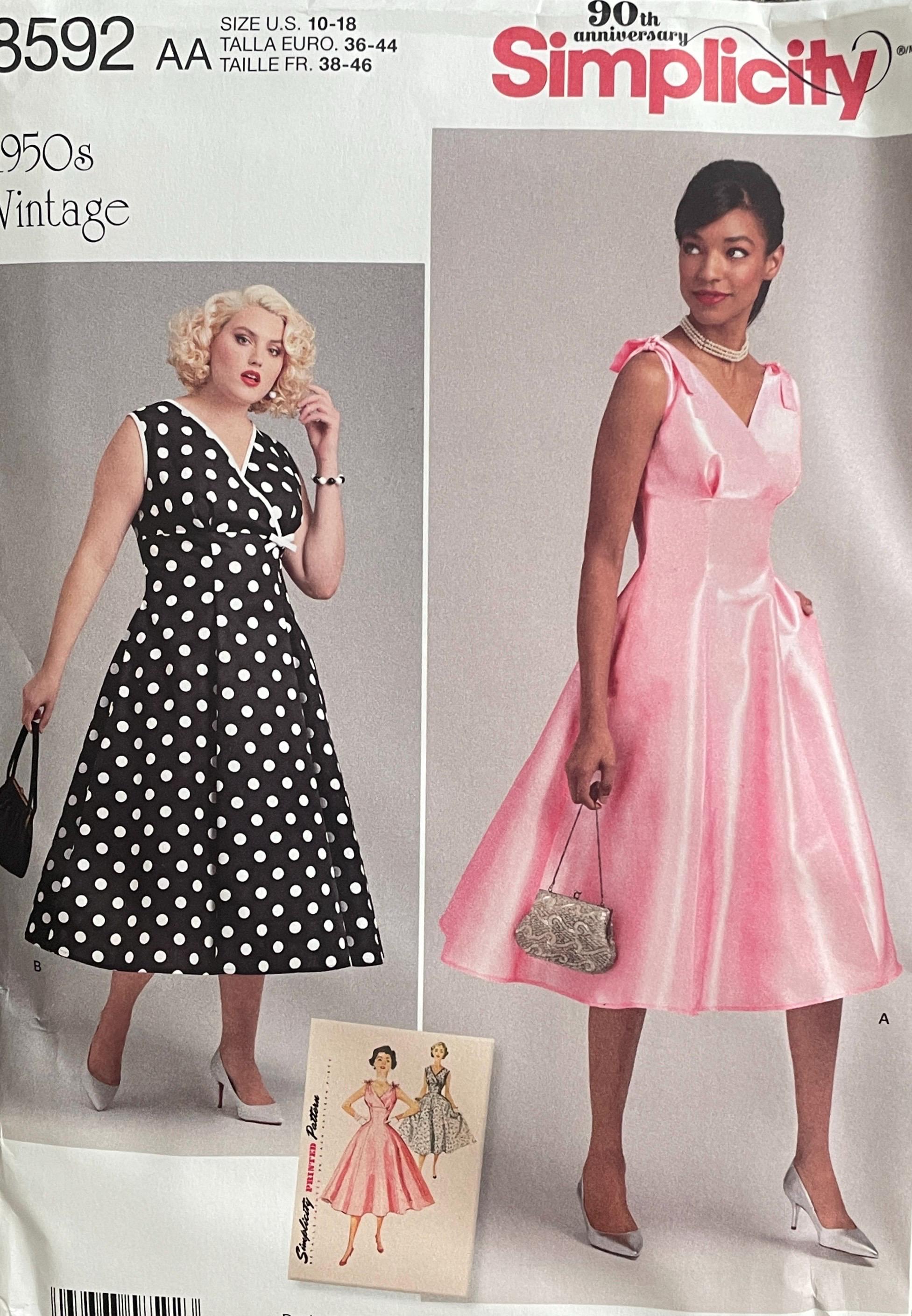 Vintage A Line Dress Pattern, Simplicity 8592, UNCUT