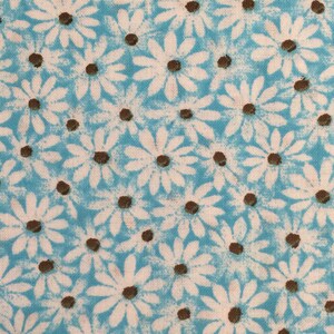 Blue Daisy Calico Cotton Fabric, Floral, Crazy Daisy