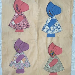 Vintage Applique Sunbonnet Sue Quilt Squares