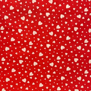 Red and White Heart Cotton Fabric, Valentine, Love, Wamsutta OTC