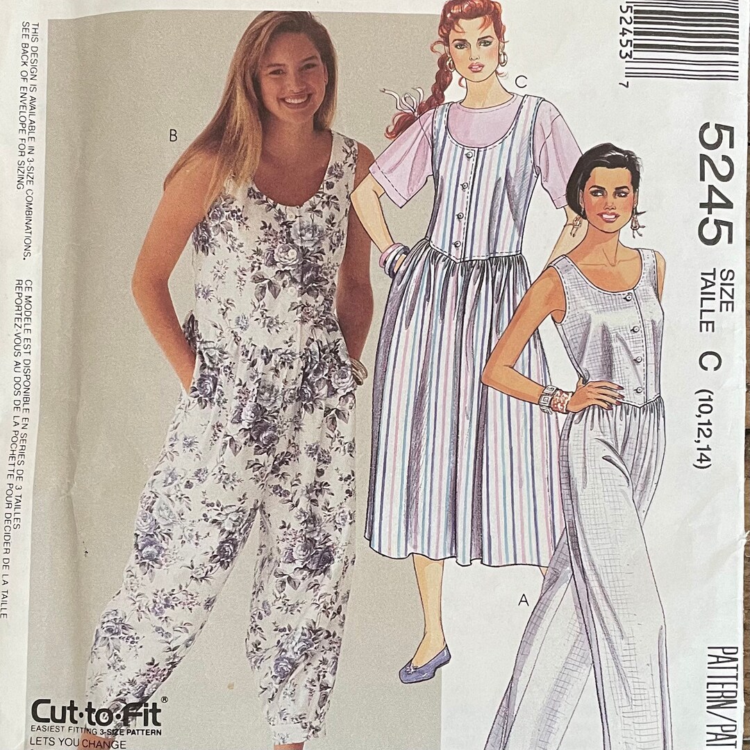 Vintage Jumpsuit and Jumper Pattern, Drop Front Bodice, Mccalls 5245 ...