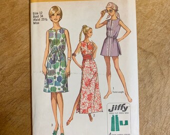 Vintage Sleeveless Dress, Tunic and Shorts Pattern, 1960s Jiffy Dress, Simplicity 9359, UNCUT