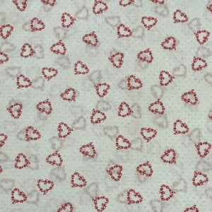 Red and White Heart Cotton Fabric, Valentine, Love, Wamsutta