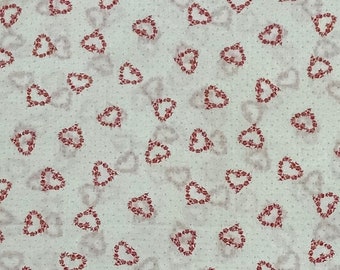 Red and White Heart Cotton Fabric, Valentine, Love, Wamsutta