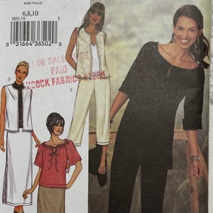 Misses Vest, Top, Skirt, Tunic And Pants Pattern, Butterick 3851, UNCUT